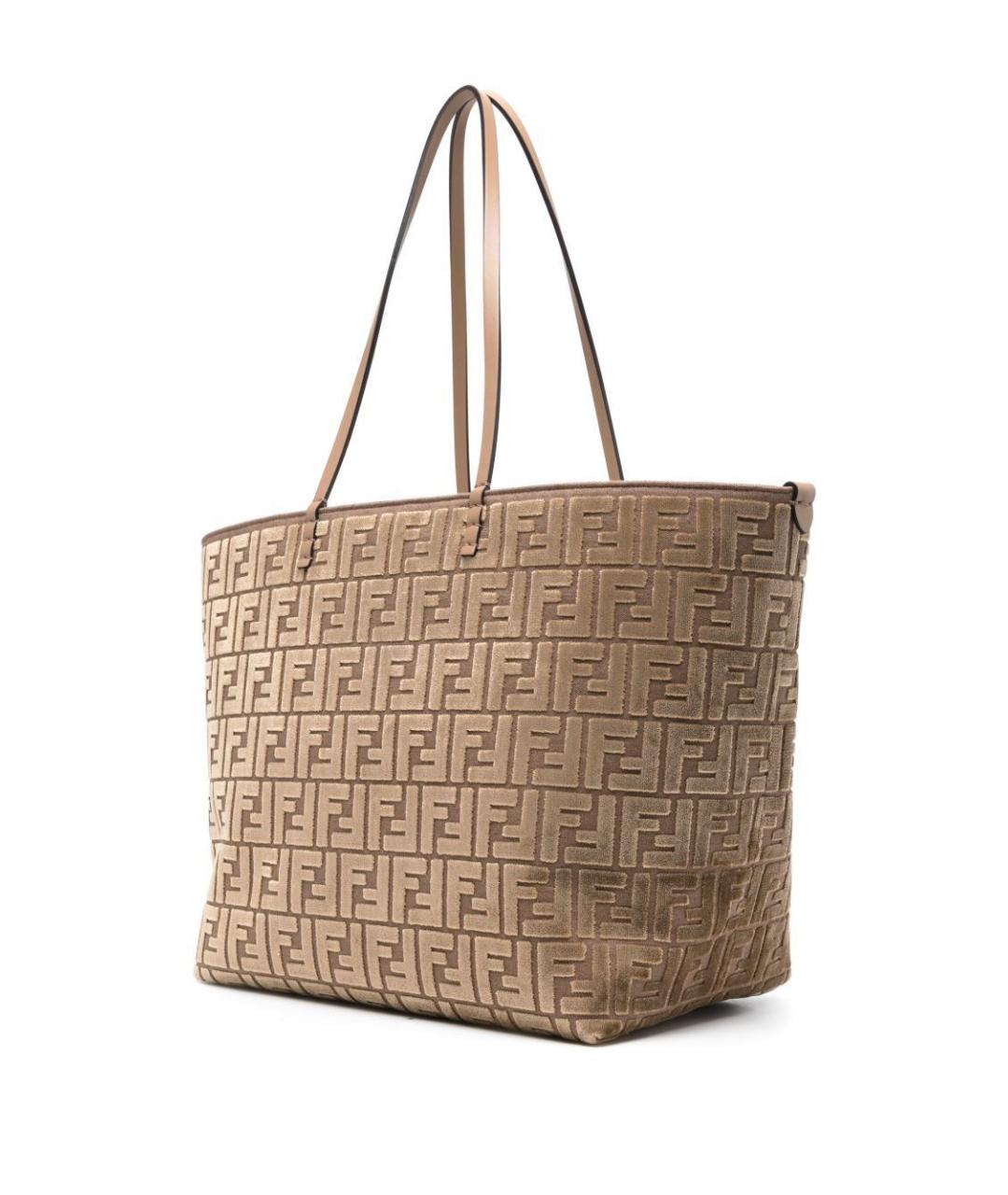 FENDI Бежевая тканевая сумка тоут, фото 2