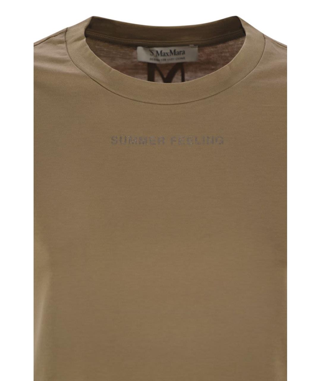 'S MAX MARA Хаки хлопковая футболка, фото 4
