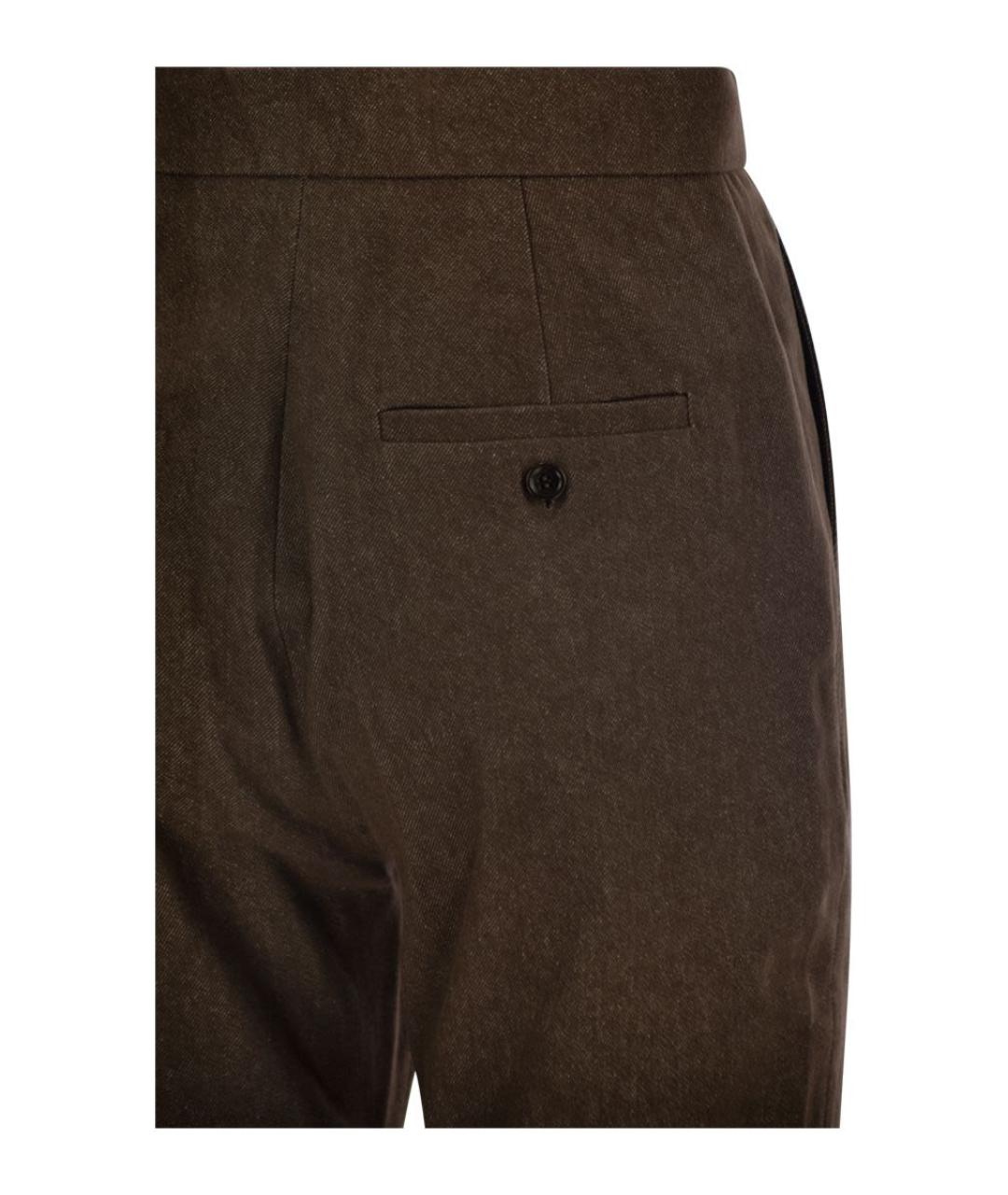 MAX MARA Коричневые хлопковые прямые брюки, фото 4
