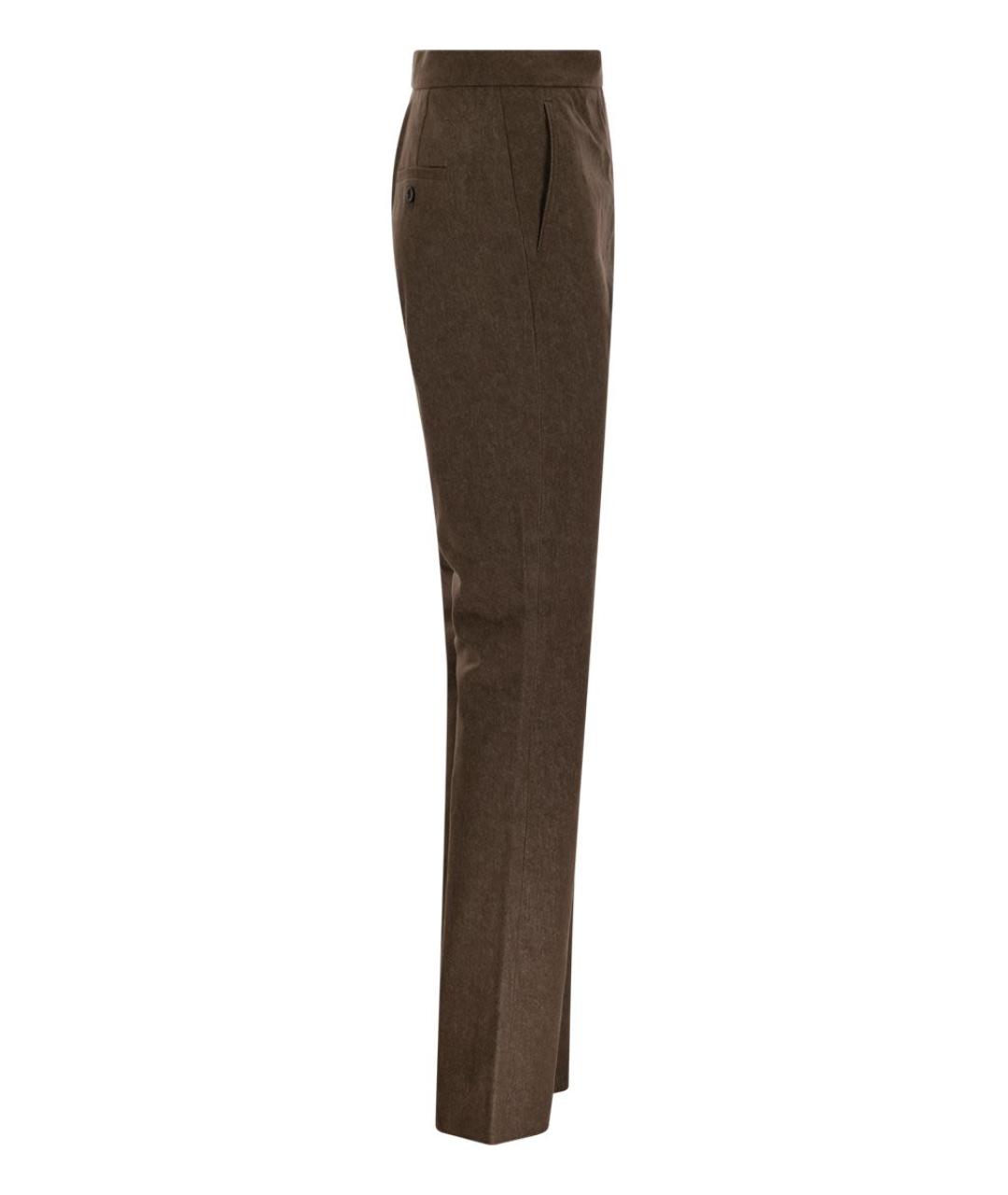 MAX MARA Коричневые хлопковые прямые брюки, фото 3