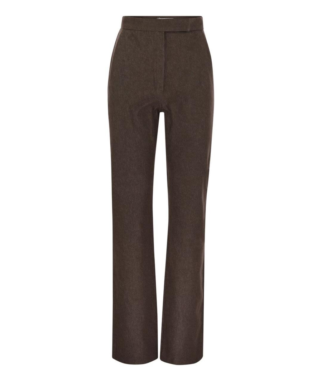 MAX MARA Коричневые хлопковые прямые брюки, фото 2