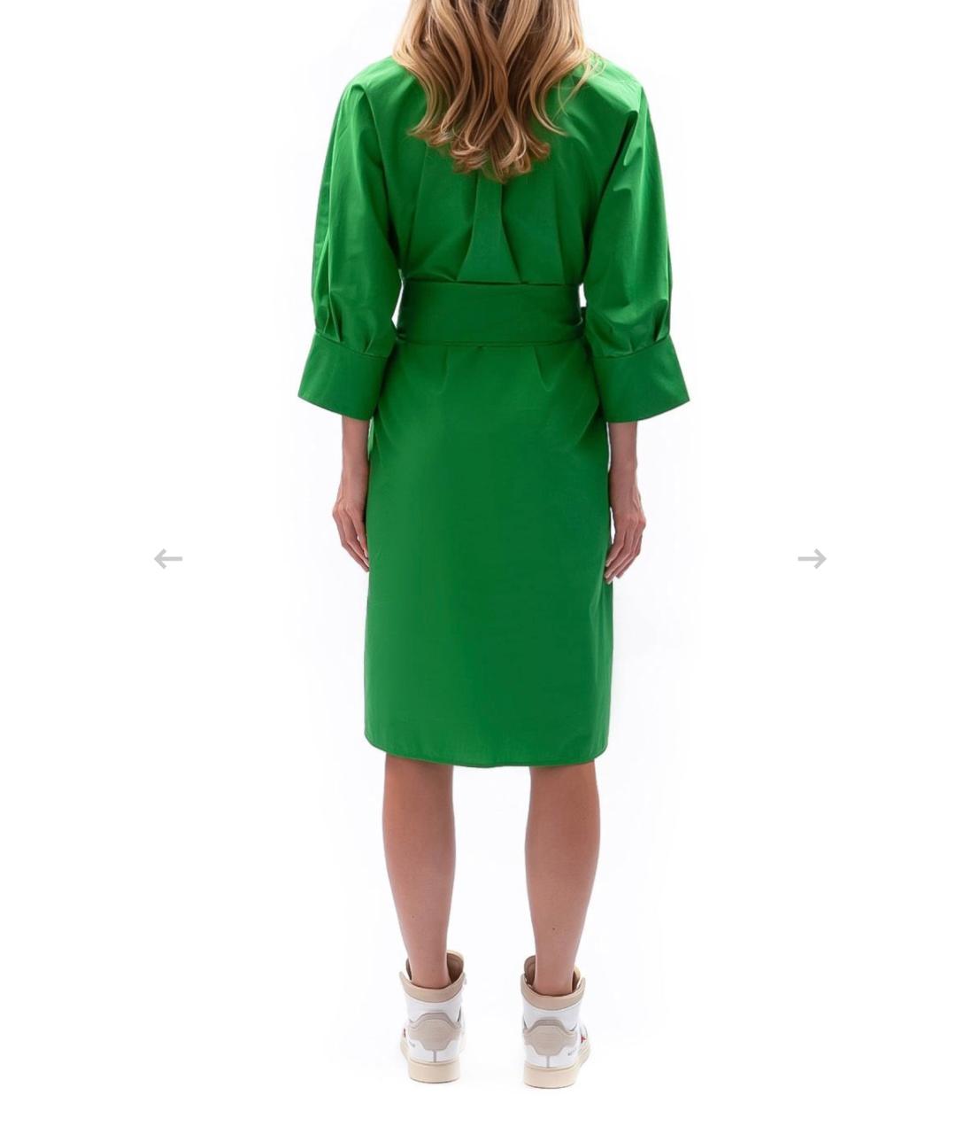 MAX MARA Зеленые хлопковое повседневное платье, фото 2
