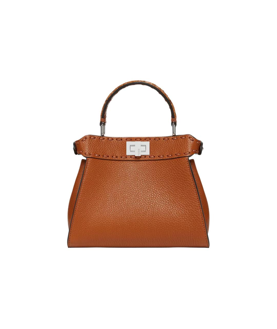 FENDI Коричневая кожаная сумка через плечо, фото 2