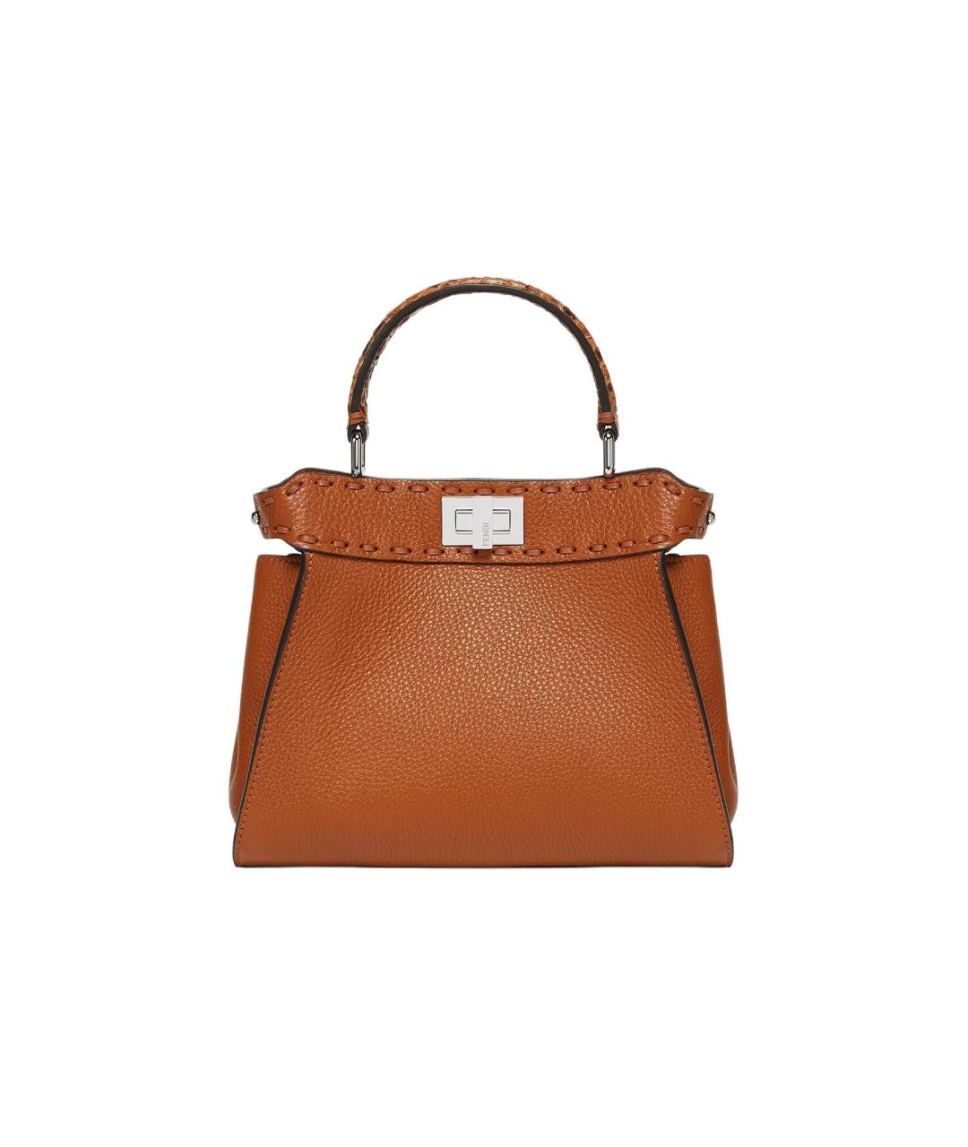 FENDI Коричневая кожаная сумка через плечо, фото 1