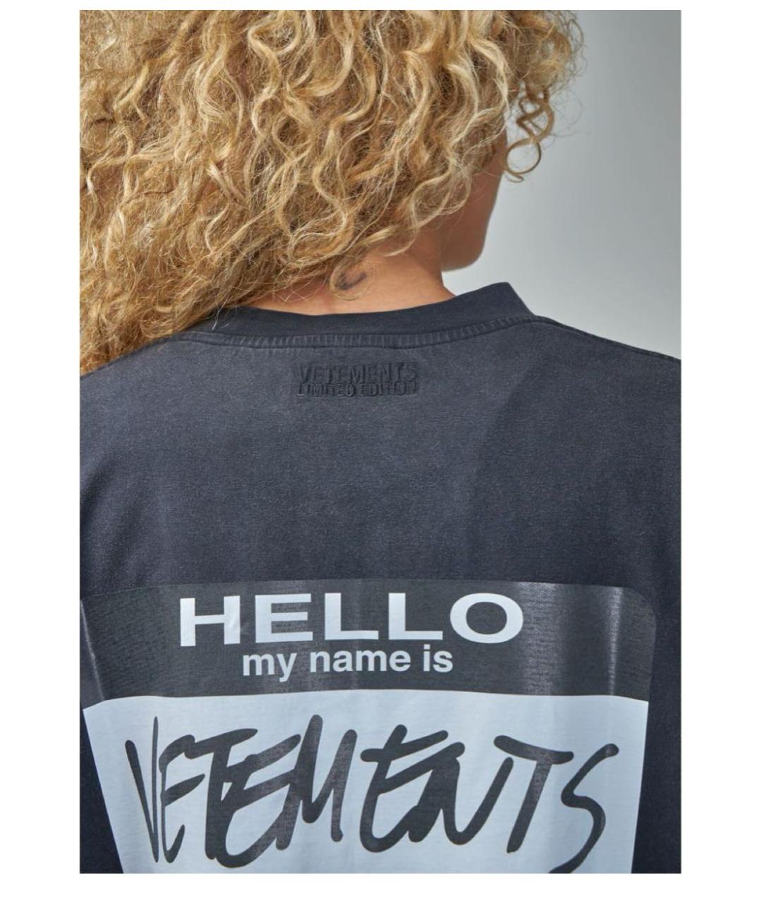 VETEMENTS Антрацитовая хлопковая футболка, фото 4