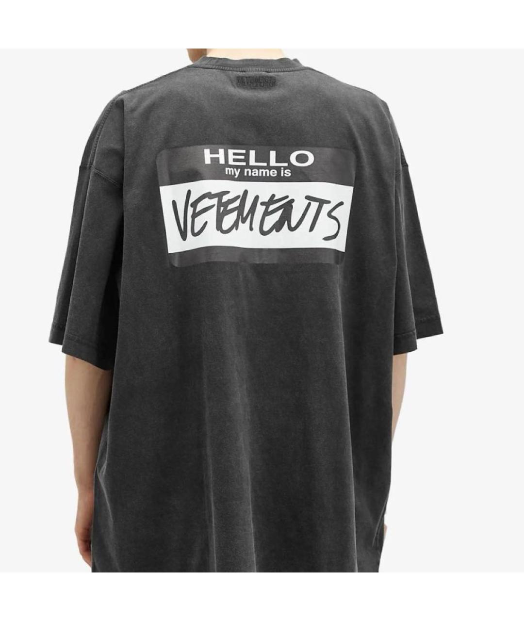 VETEMENTS Антрацитовая хлопковая футболка, фото 3