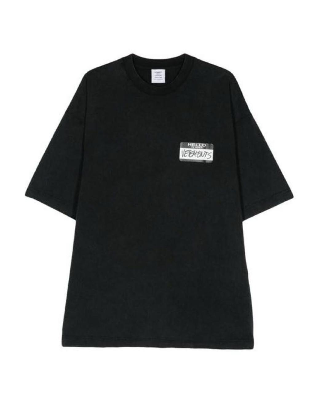 VETEMENTS Антрацитовая хлопковая футболка, фото 1