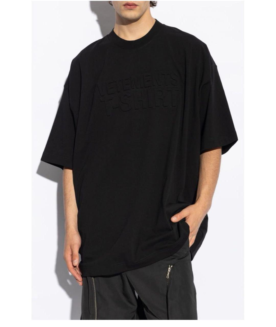 VETEMENTS Черная хлопковая футболка, фото 2