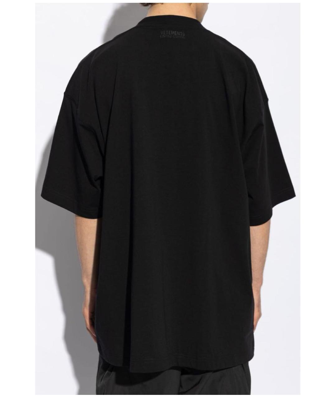 VETEMENTS Черная хлопковая футболка, фото 4
