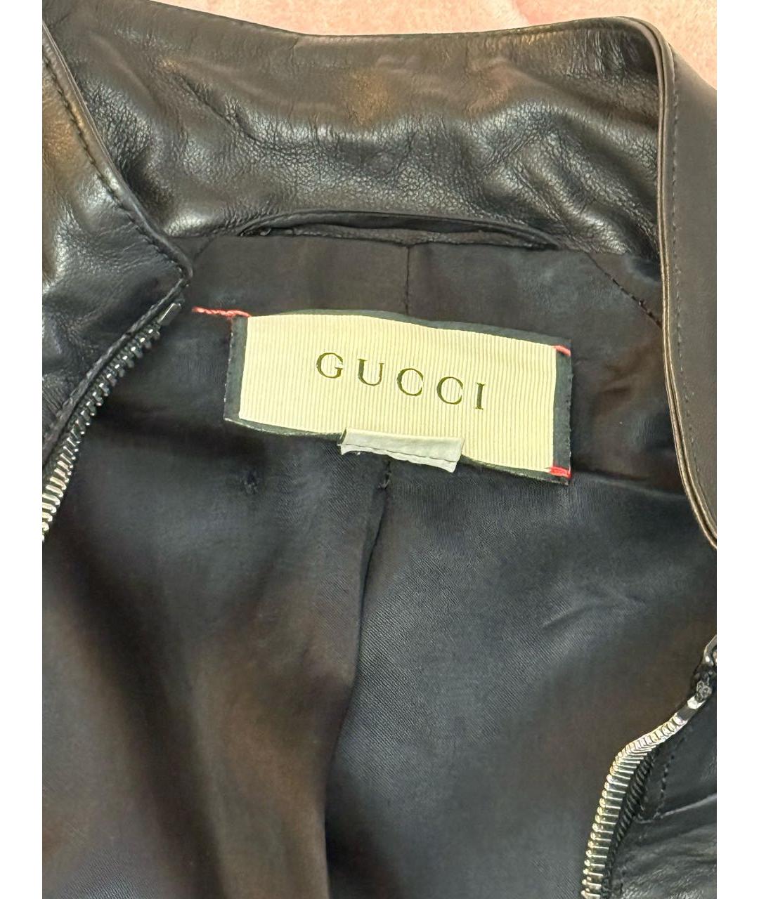 GUCCI Черная кожаная куртка, фото 3