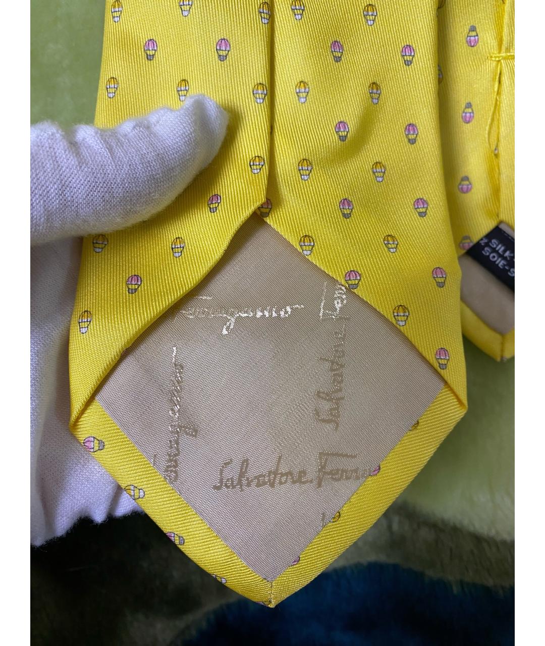 FERRAGAMO Желтый шелковый галстук, фото 5