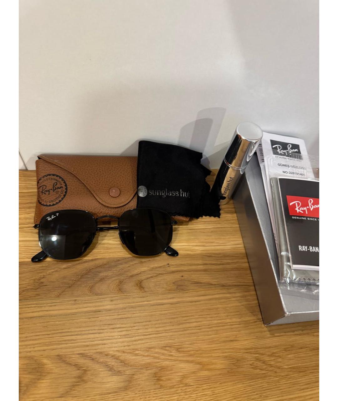 RAY BAN Черные металлические солнцезащитные очки, фото 4