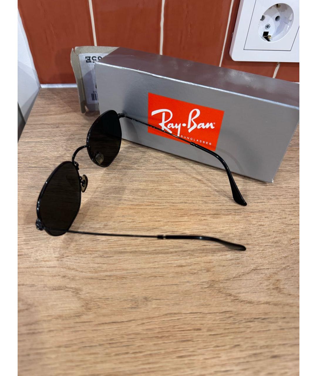 RAY BAN Черные металлические солнцезащитные очки, фото 2