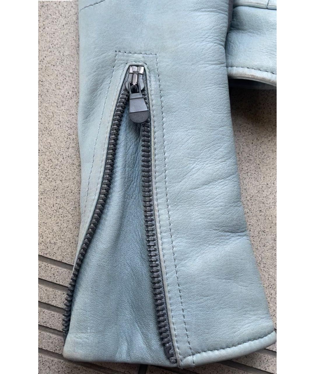 BALENCIAGA Голубая кожаная куртка, фото 5