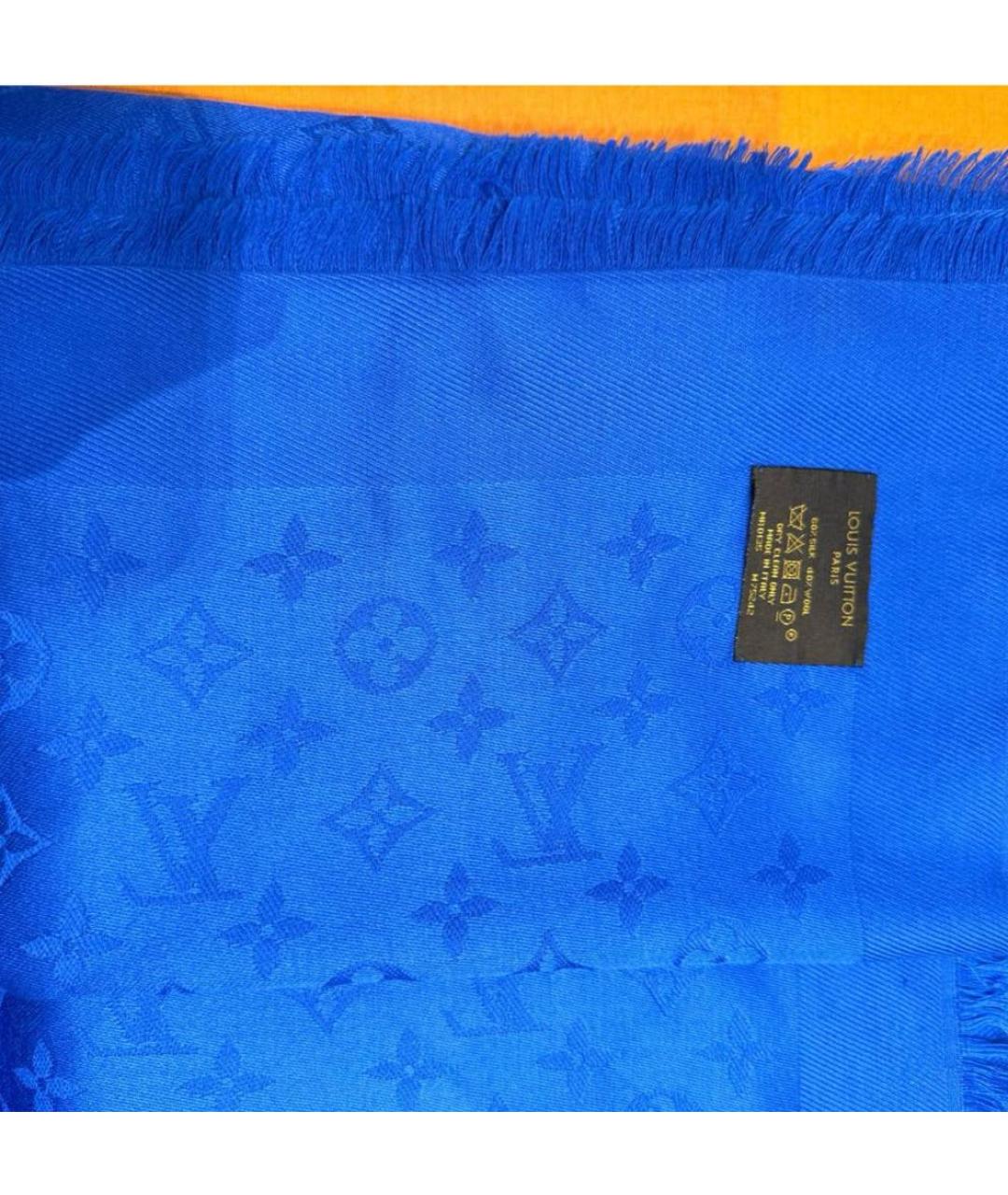 LOUIS VUITTON Синий шелковый платок, фото 4