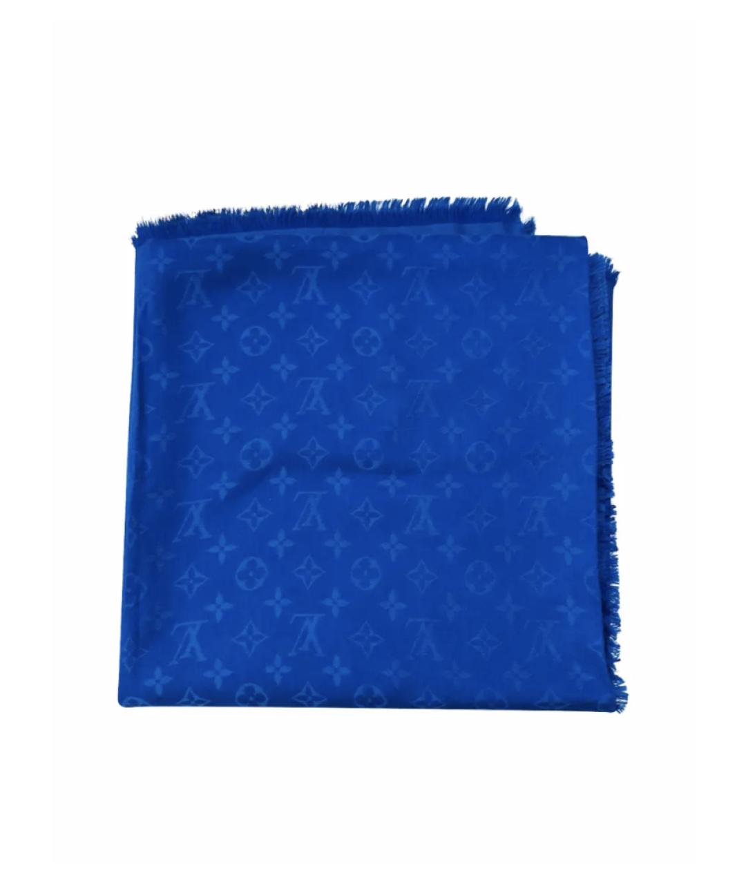 LOUIS VUITTON Синий шелковый платок, фото 1