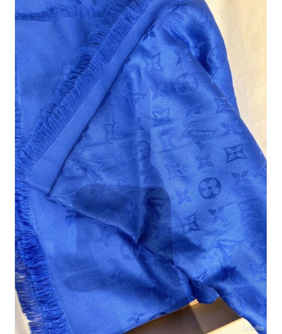LOUIS VUITTON Синий шелковый платок, фото 7
