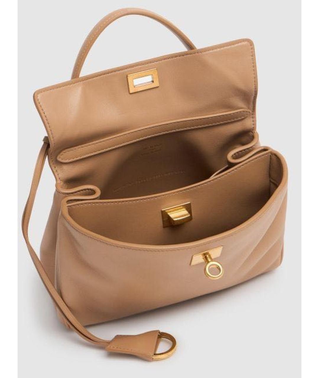 BALENCIAGA Бежевая кожаная сумка через плечо, фото 3