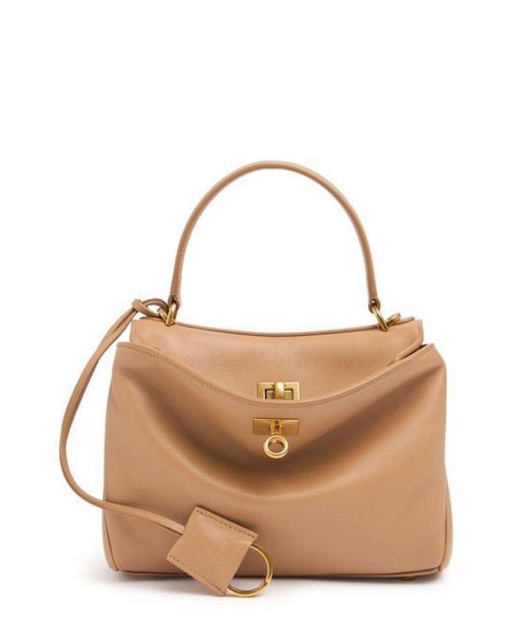 BALENCIAGA Бежевая кожаная сумка через плечо, фото 1