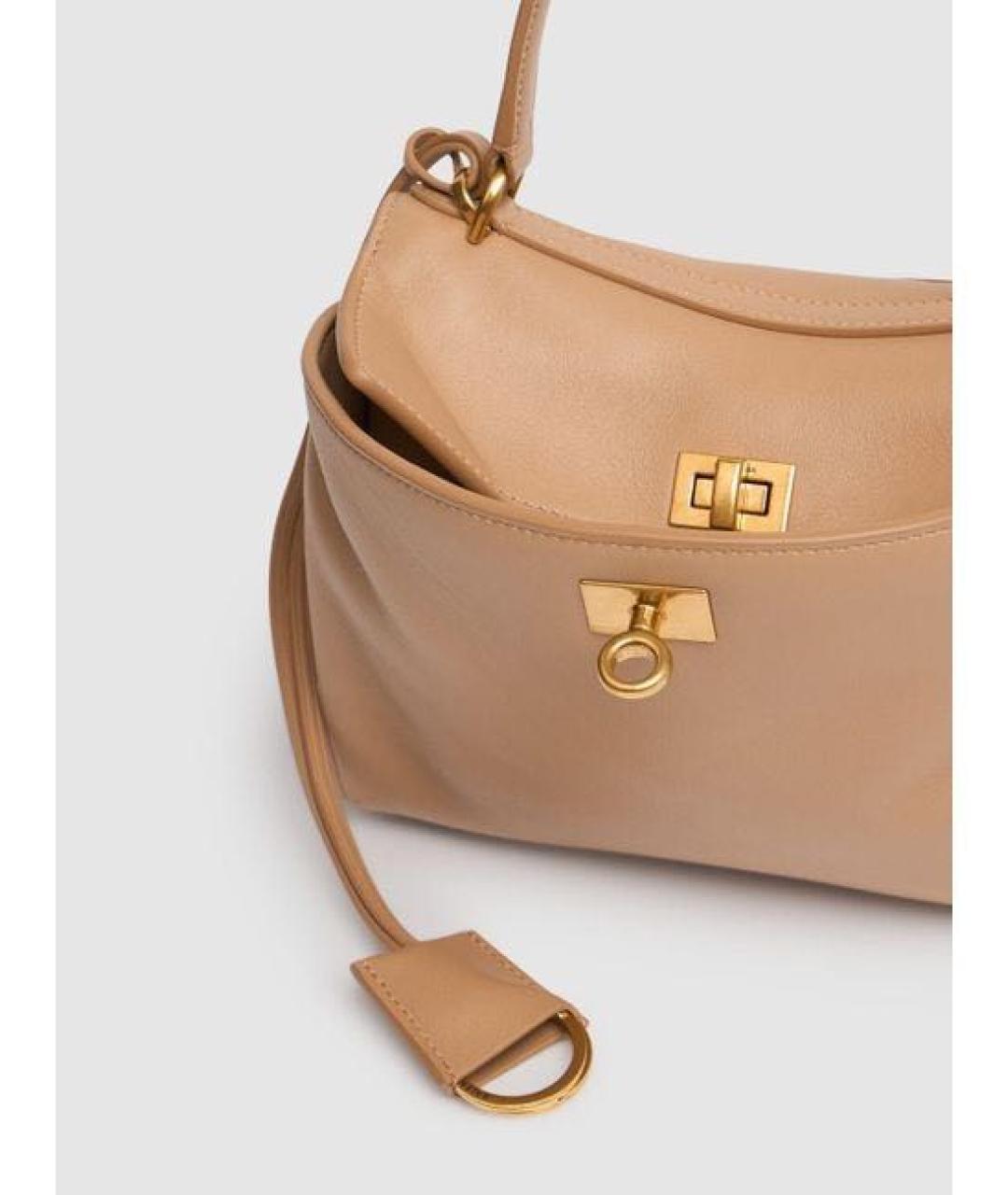 BALENCIAGA Бежевая кожаная сумка через плечо, фото 4