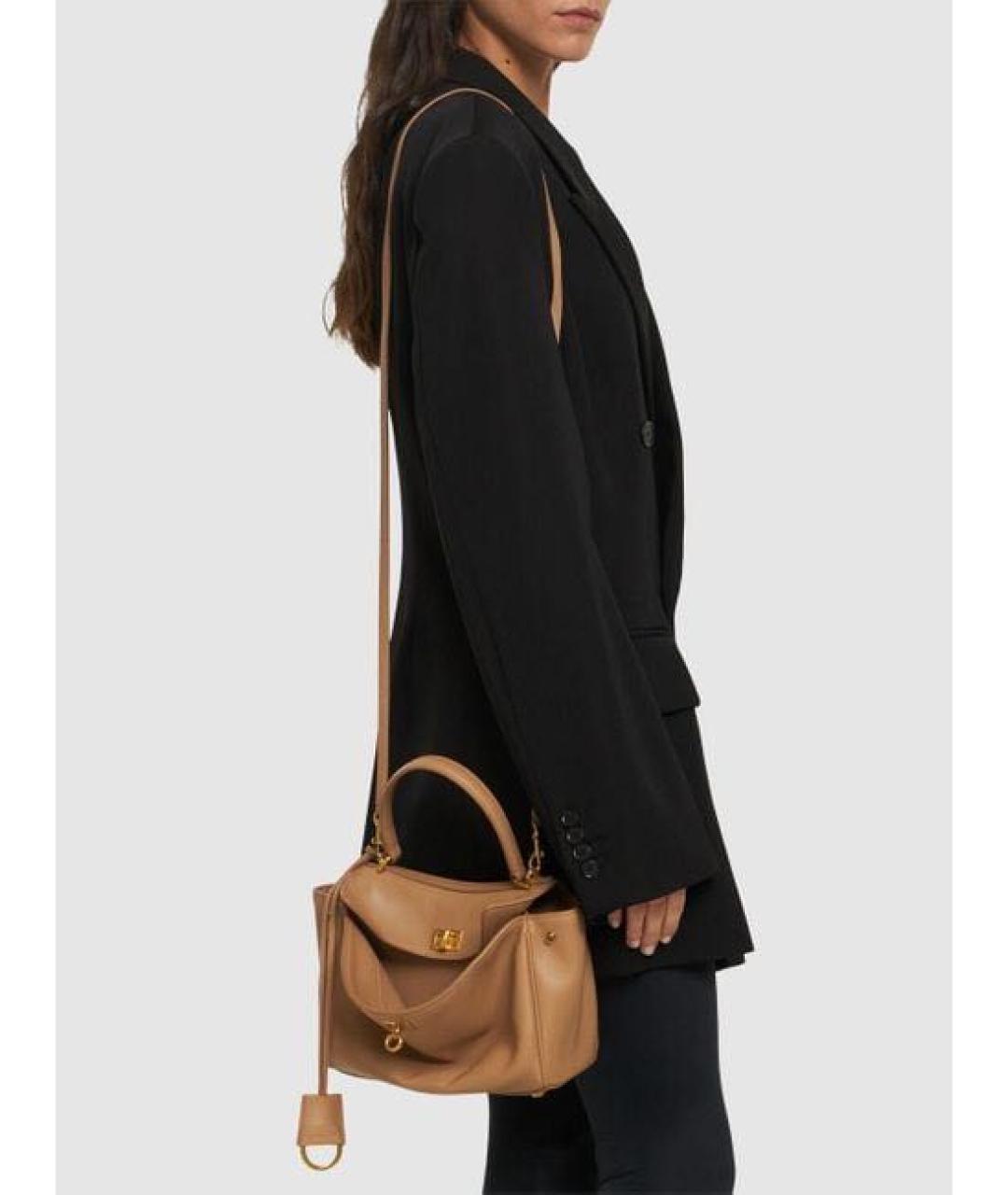 BALENCIAGA Бежевая кожаная сумка через плечо, фото 7