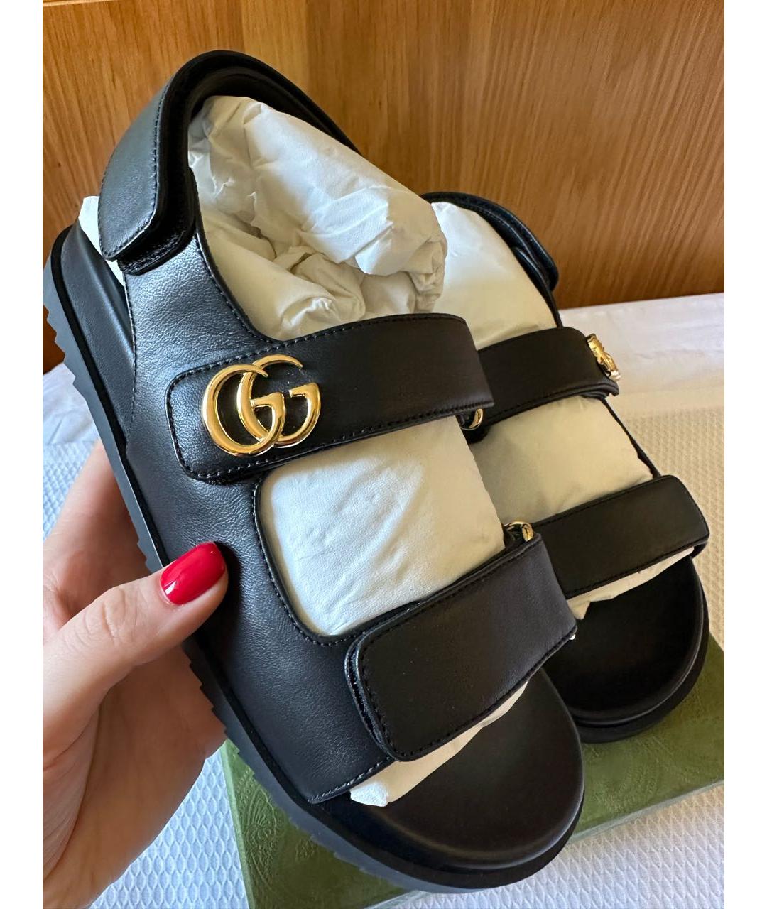 GUCCI Черные сандалии, фото 3