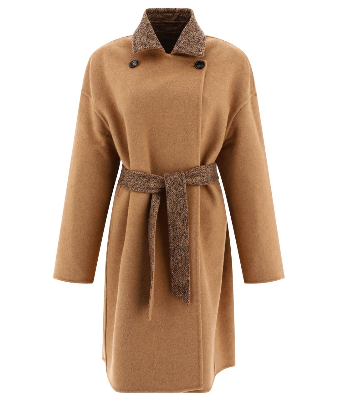 MAX MARA Коричневое шерстяное пальто, фото 2