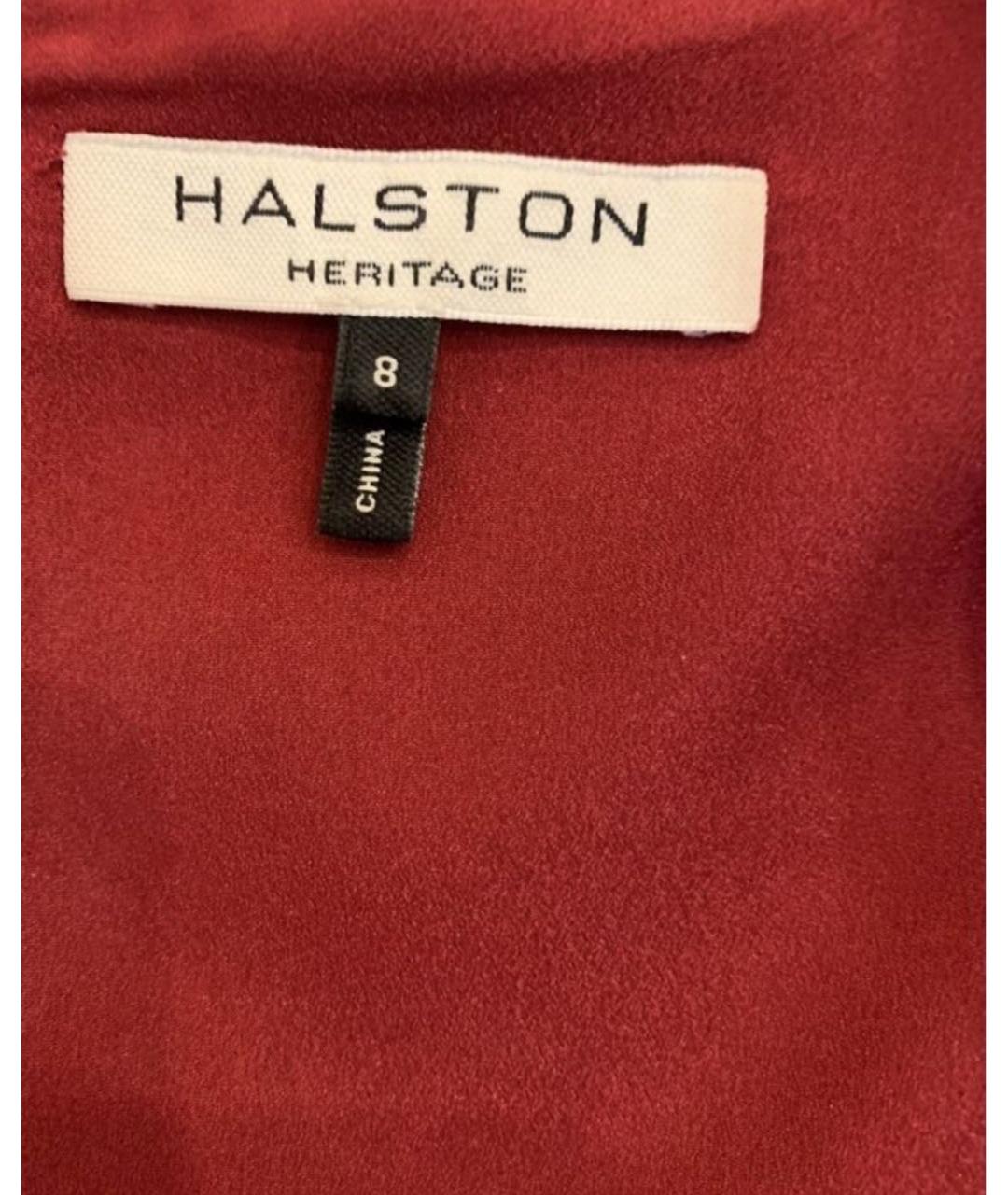 HALSTON HERITAGE Бордовое креповое повседневное платье, фото 4