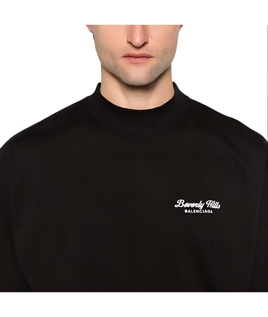 BALENCIAGA Черная хлопковая футболка, фото 4
