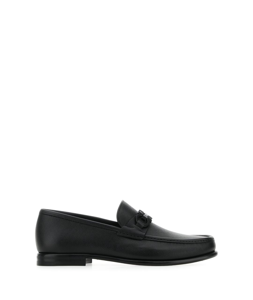 FERRAGAMO Черные кожаные лоферы, фото 1