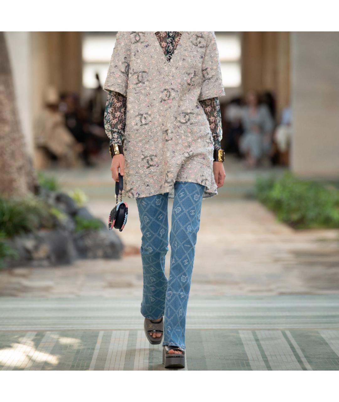 CHANEL Голубые хлопковые прямые джинсы, фото 3