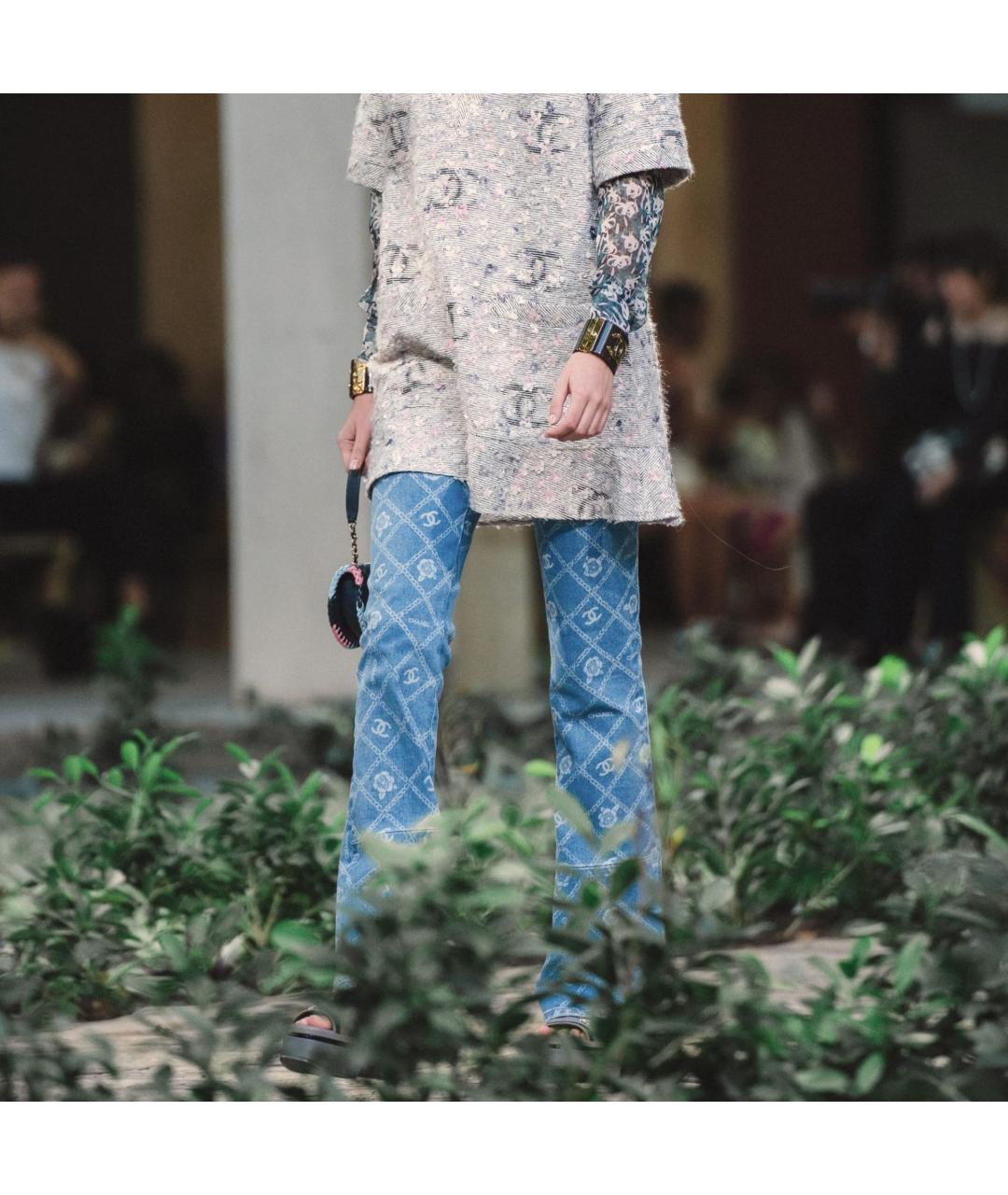 CHANEL Голубые хлопковые прямые джинсы, фото 4