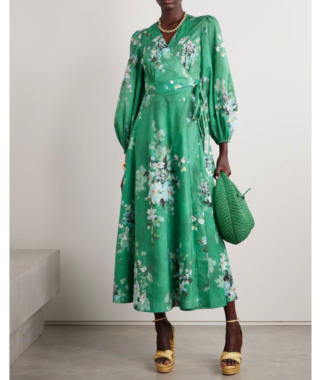 ZIMMERMANN Зеленые хлопковое повседневное платье, фото 4
