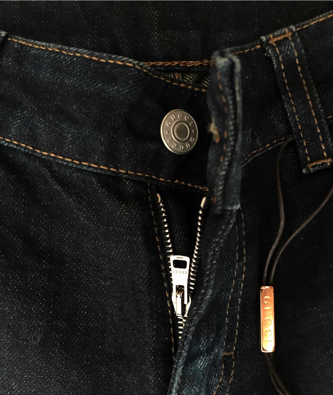 GUCCI Темно-синие хлопко-эластановые джинсы клеш, фото 4