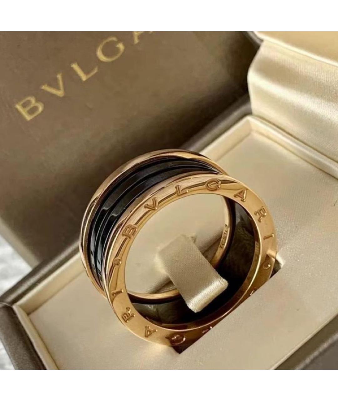 BVLGARI Черное кольцо из розового золота, фото 4