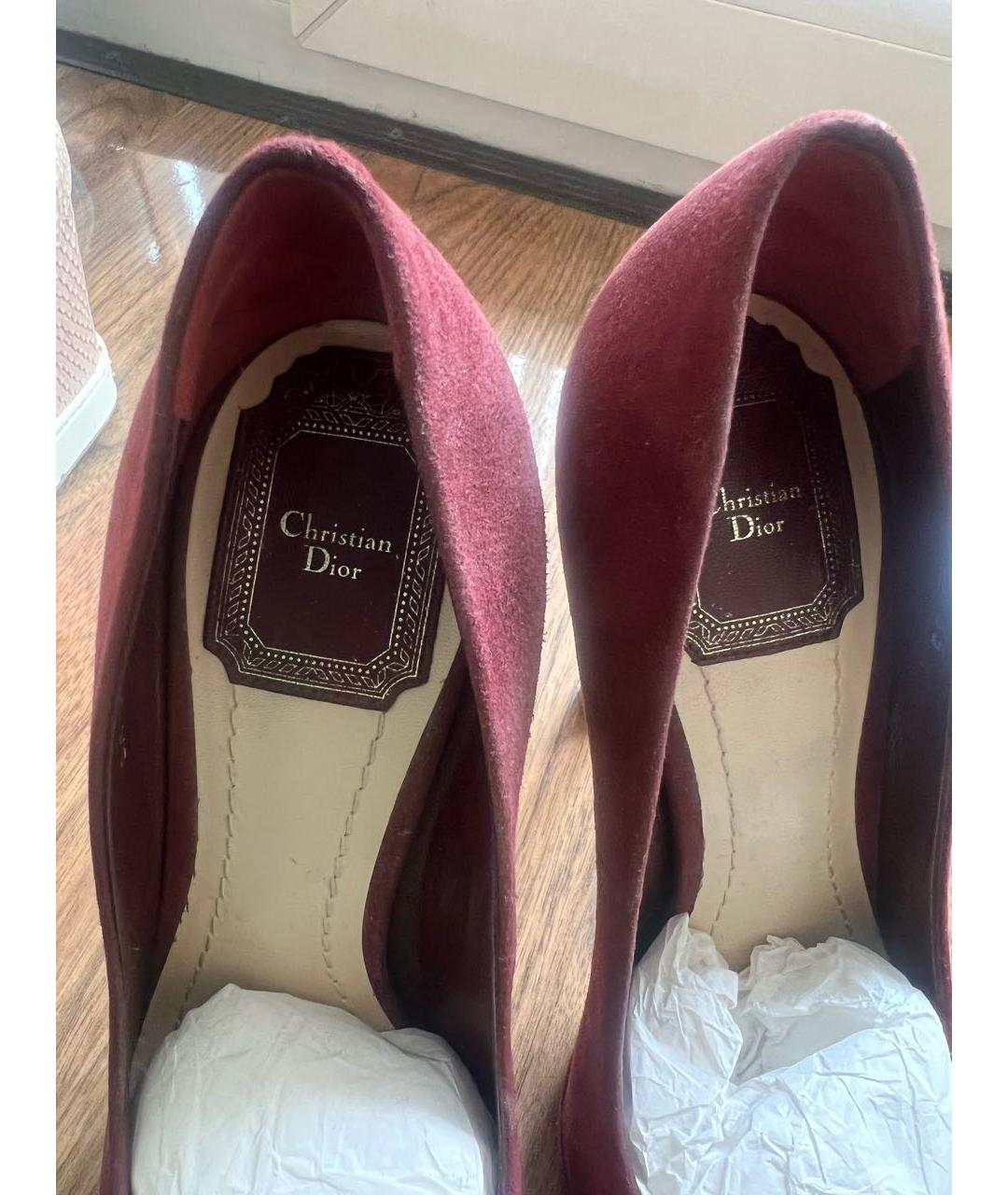 CHRISTIAN DIOR Бордовые замшевые туфли, фото 7