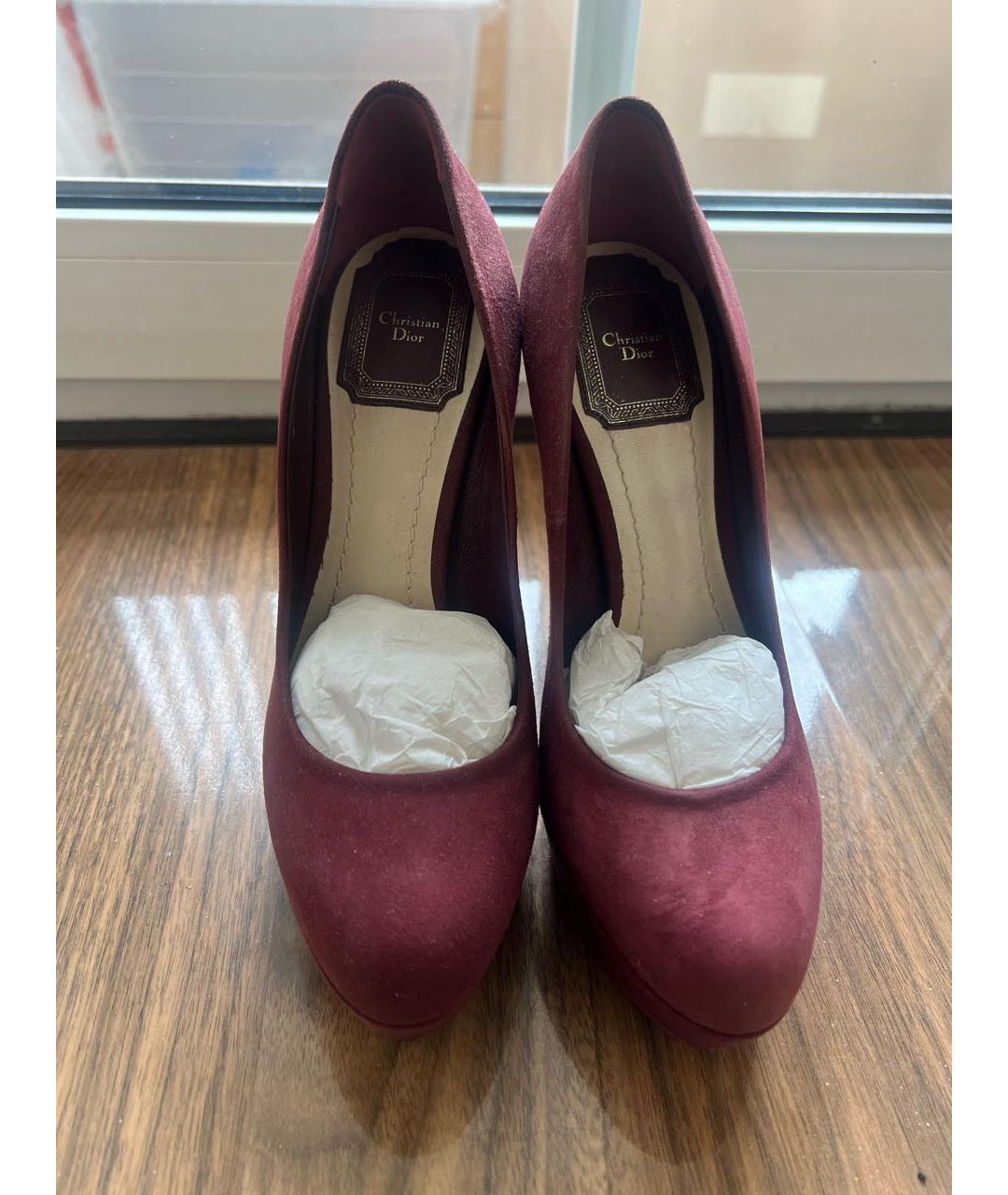 CHRISTIAN DIOR Бордовые замшевые туфли, фото 2