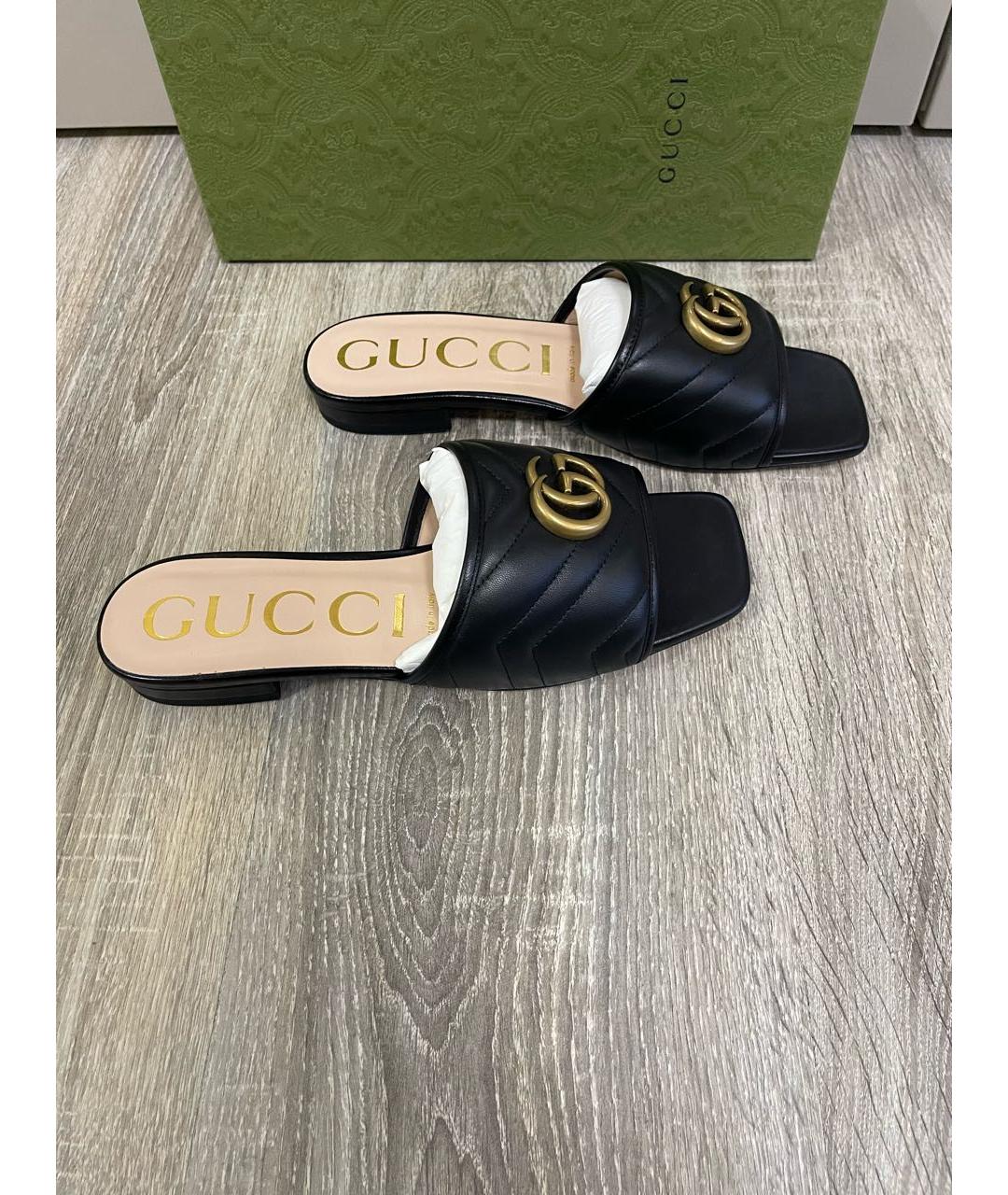 GUCCI Черные кожаные сабо, фото 8