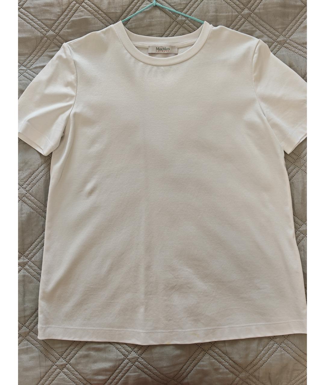 MAX MARA Белая хлопковая футболка, фото 4