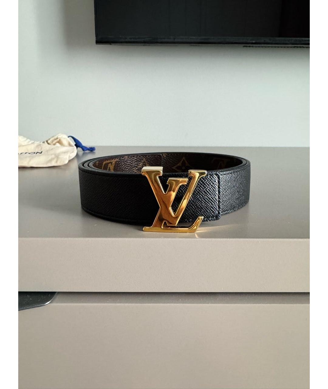 LOUIS VUITTON Черный кожаный ремень, фото 9