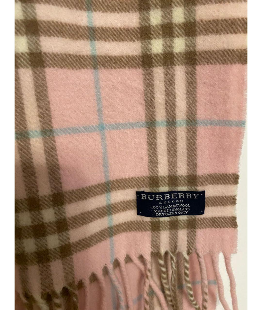 BURBERRY Розовый шерстяной шарф, фото 3