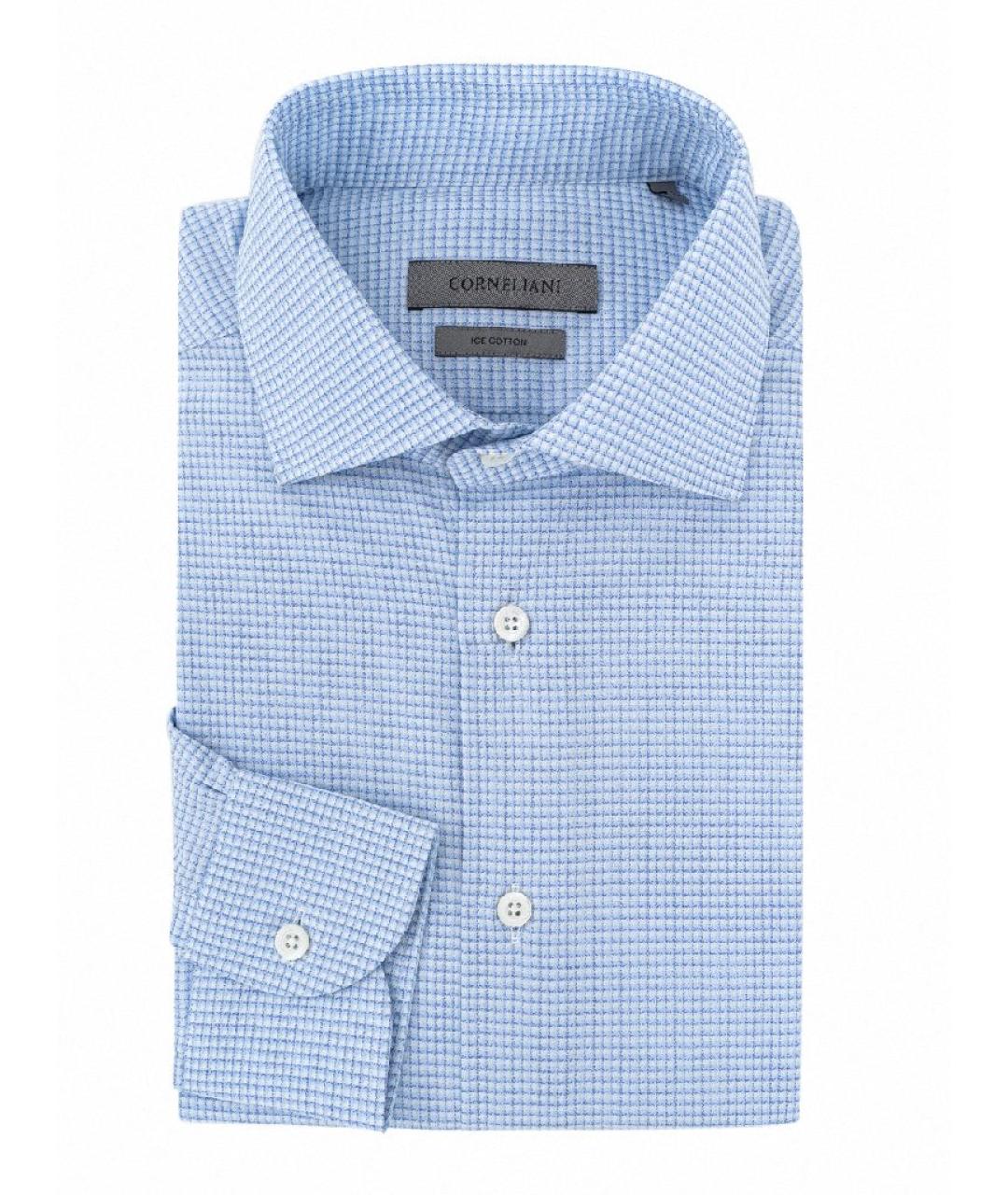 CORNELIANI Голубая хлопковая классическая рубашка, фото 2