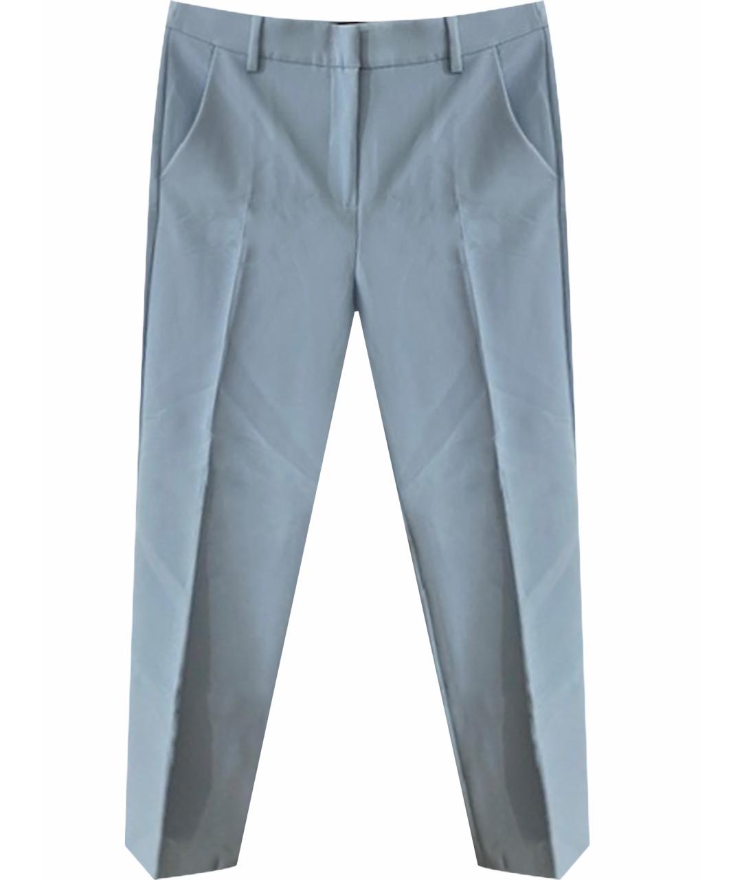 MAX MARA Голубые полиэстеровые прямые брюки, фото 1