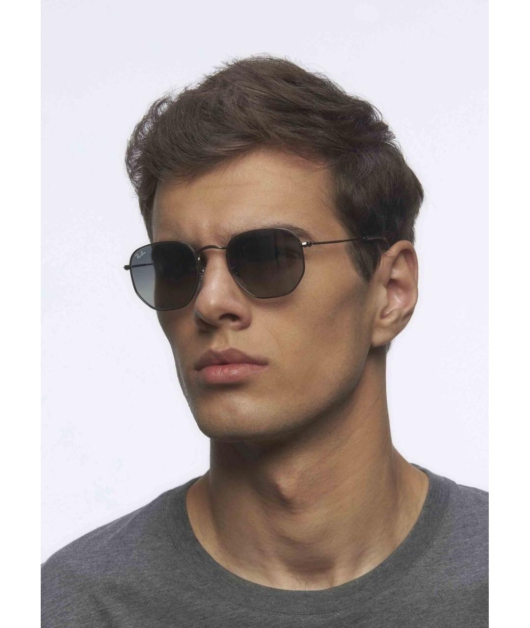 RAY BAN Антрацитовые металлические солнцезащитные очки, фото 6