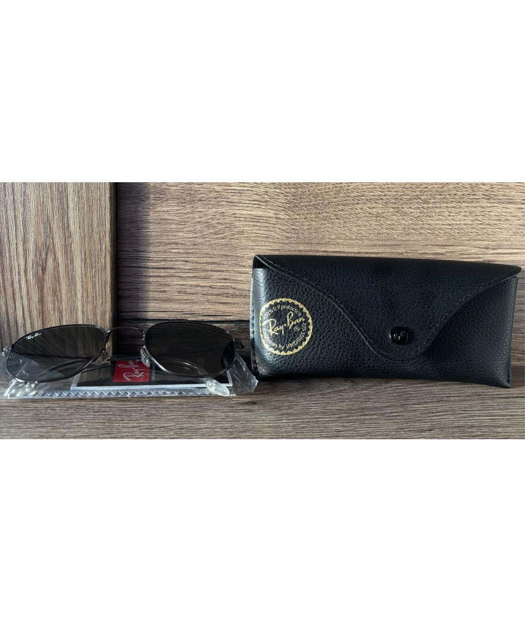 RAY BAN Антрацитовые металлические солнцезащитные очки, фото 2