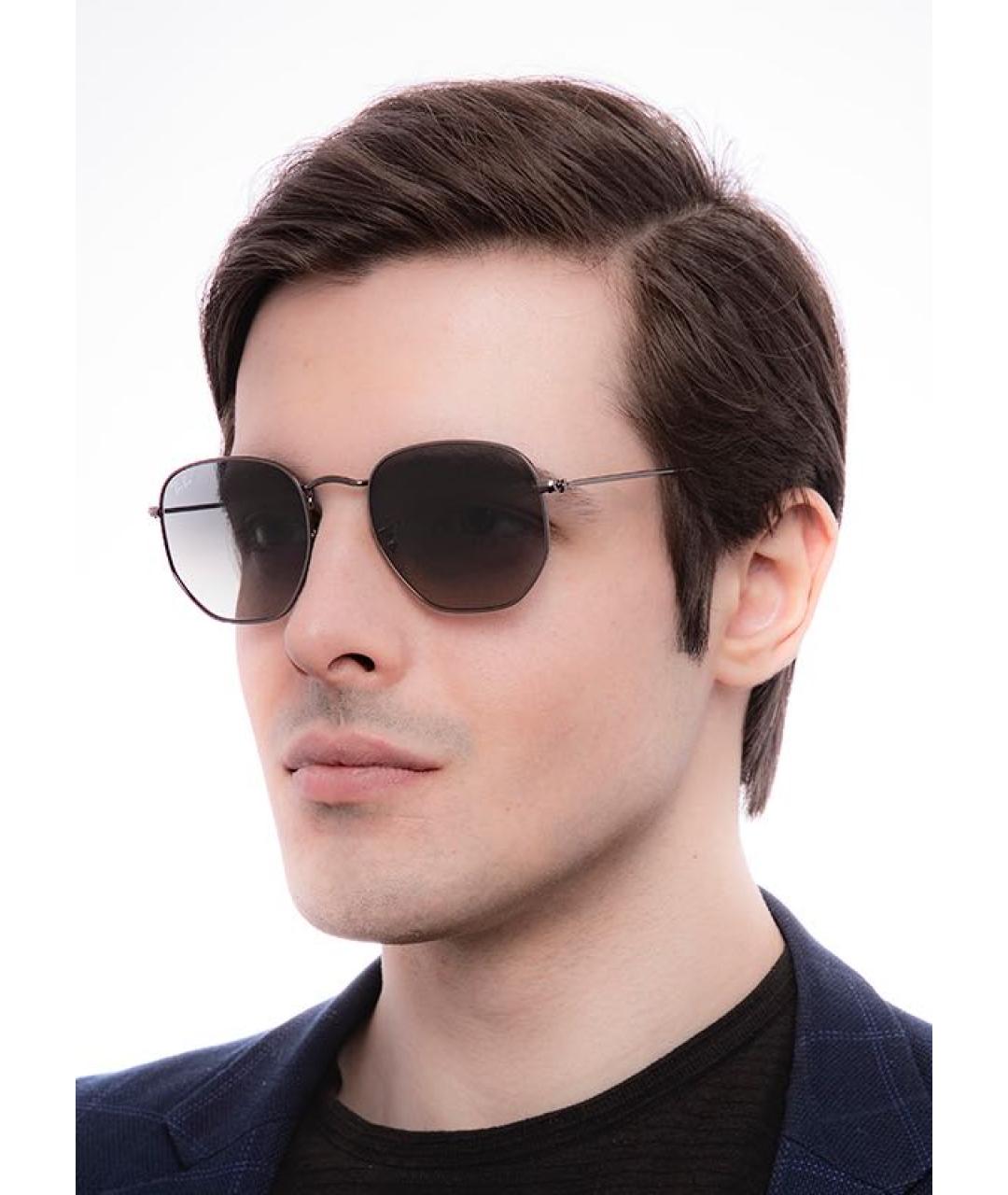 RAY BAN Антрацитовые металлические солнцезащитные очки, фото 7