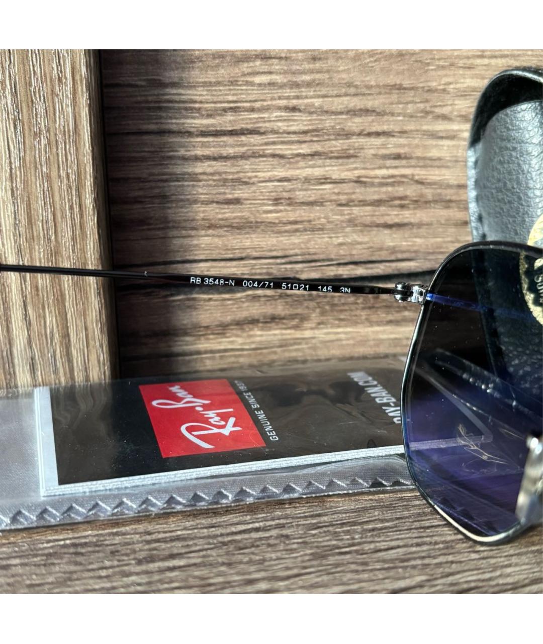 RAY BAN Антрацитовые металлические солнцезащитные очки, фото 3