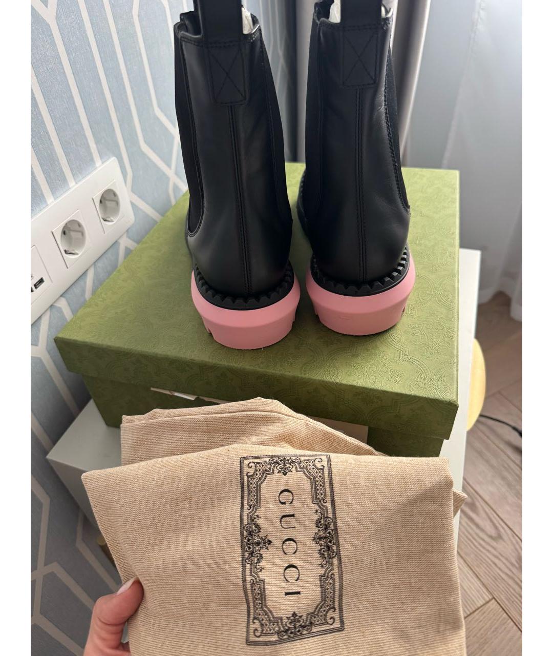 GUCCI Черные кожаные ботинки, фото 7