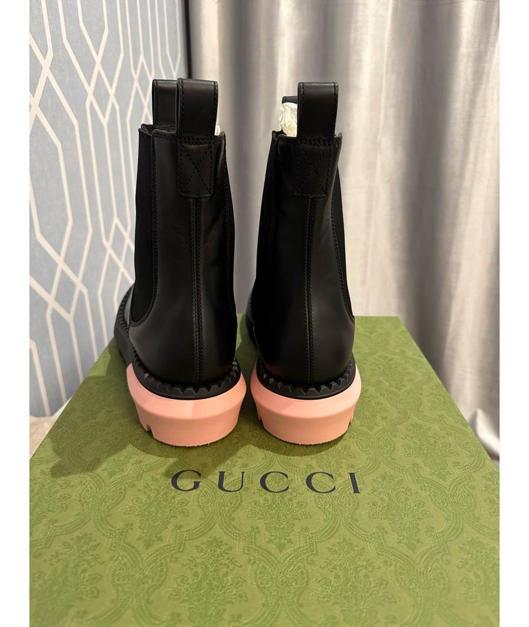 GUCCI Черные кожаные ботинки, фото 3