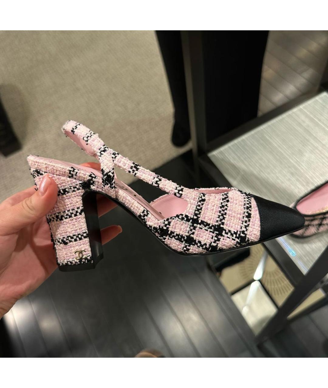 CHANEL Розовые текстильные мюли, фото 5